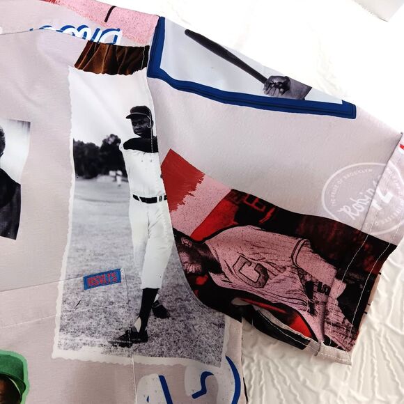 RSVLTS Jackie Robinson Scrapbook Brooklyn Dodger 42 Kunuflex Button Down Medium - Picture 6 of 14